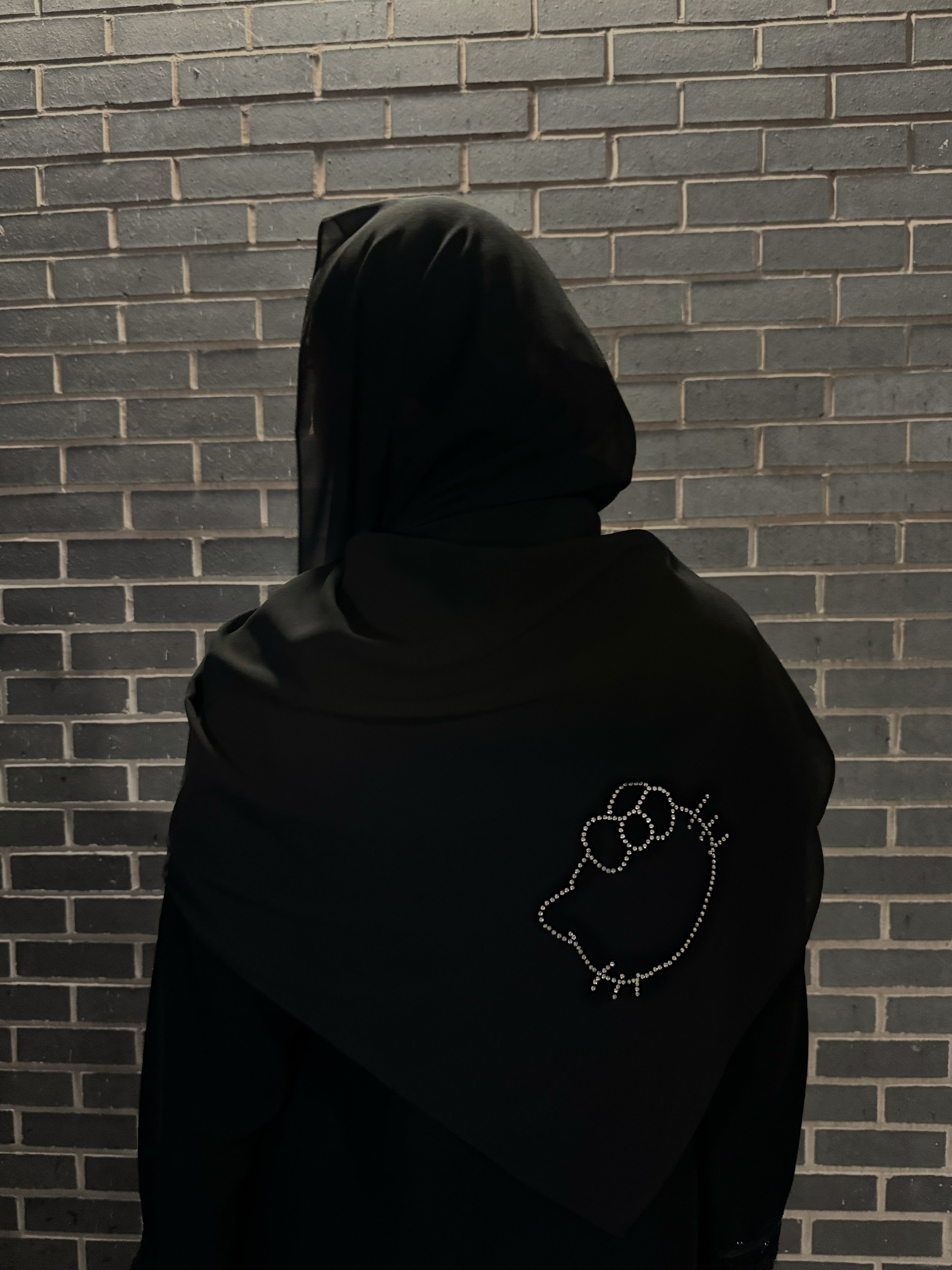 Simple Rhinestone Hello Kitty Hijab