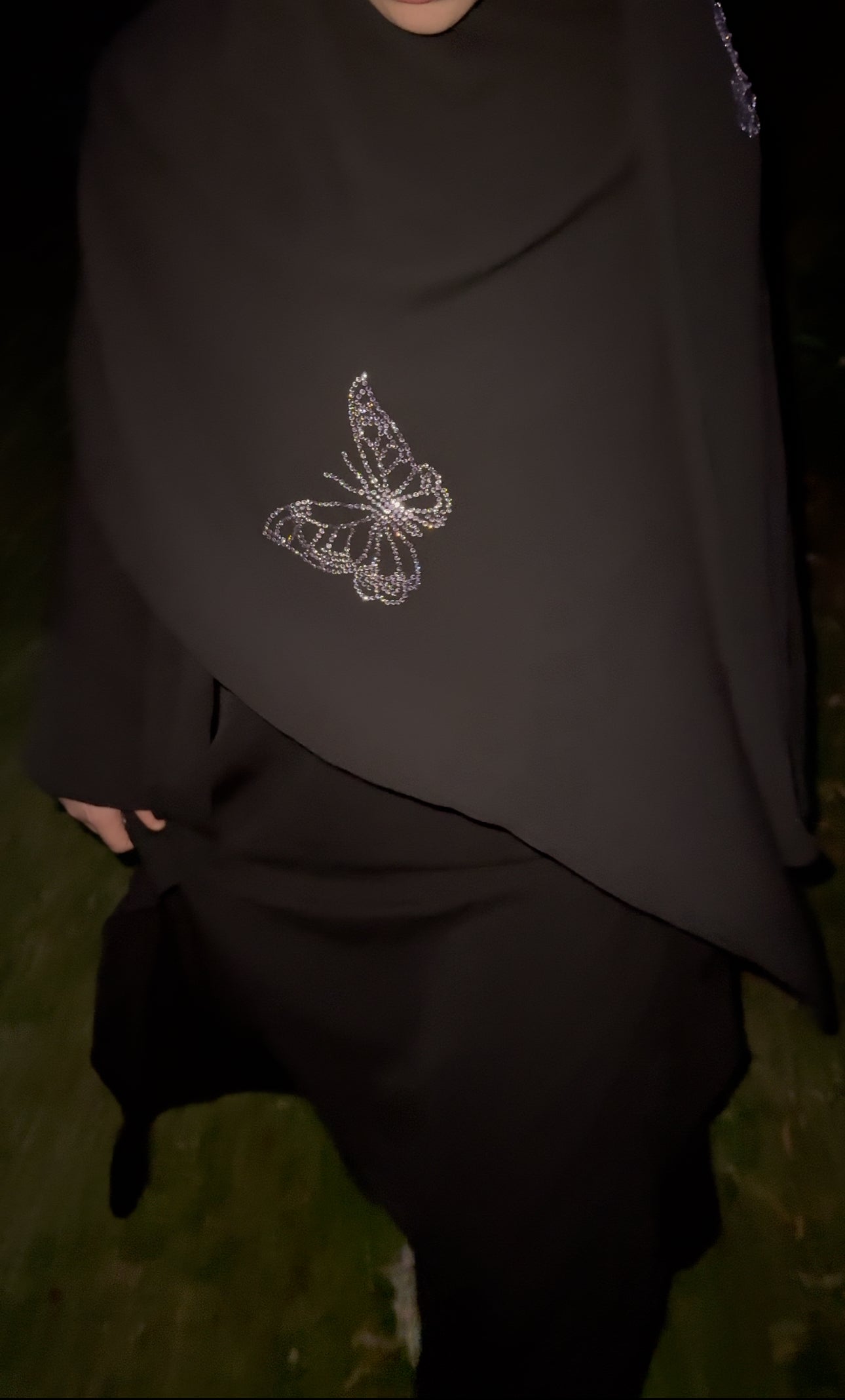 Multi Rhinestone Butterfly Hijab